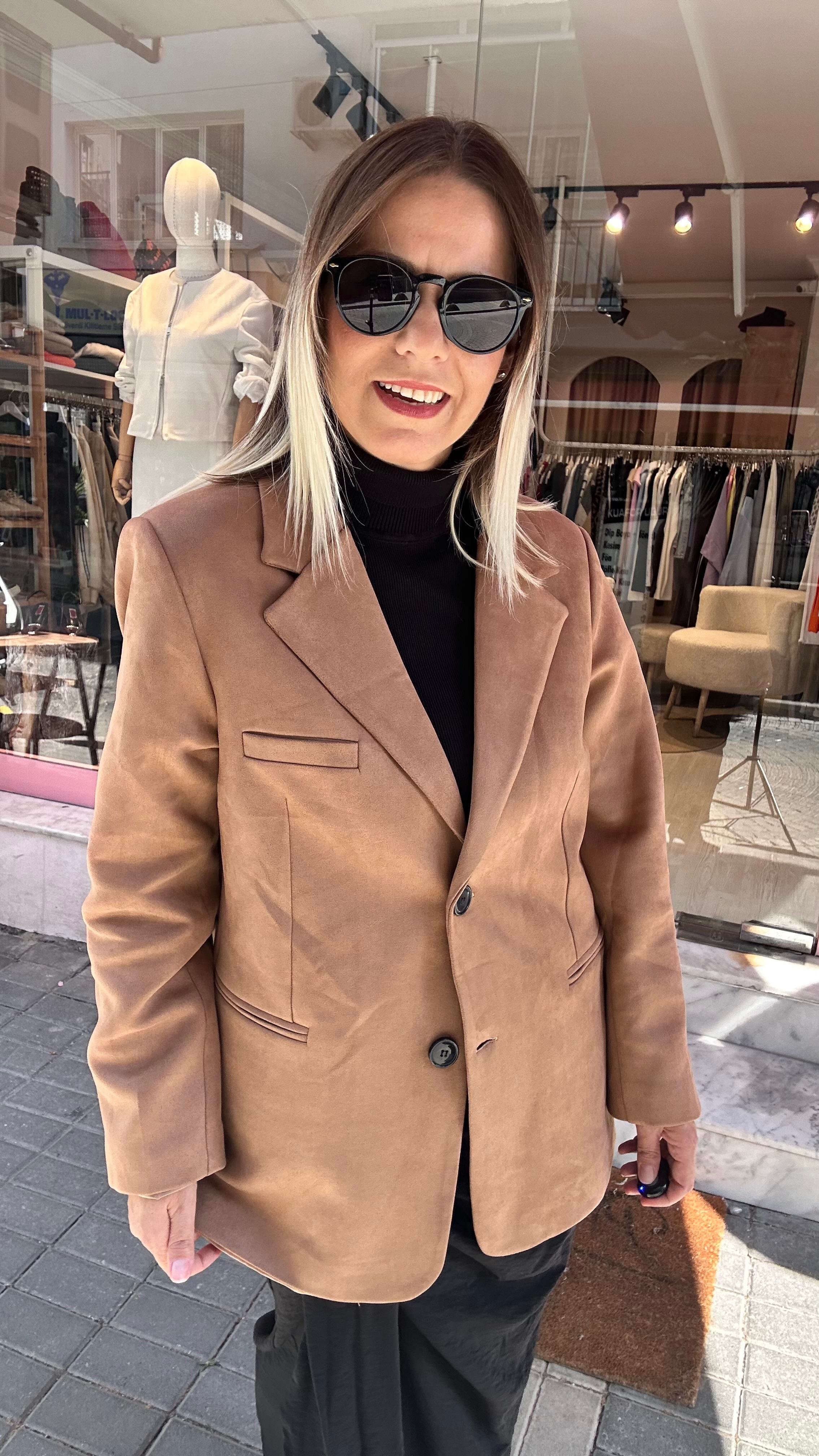 Taba Süet Blazer