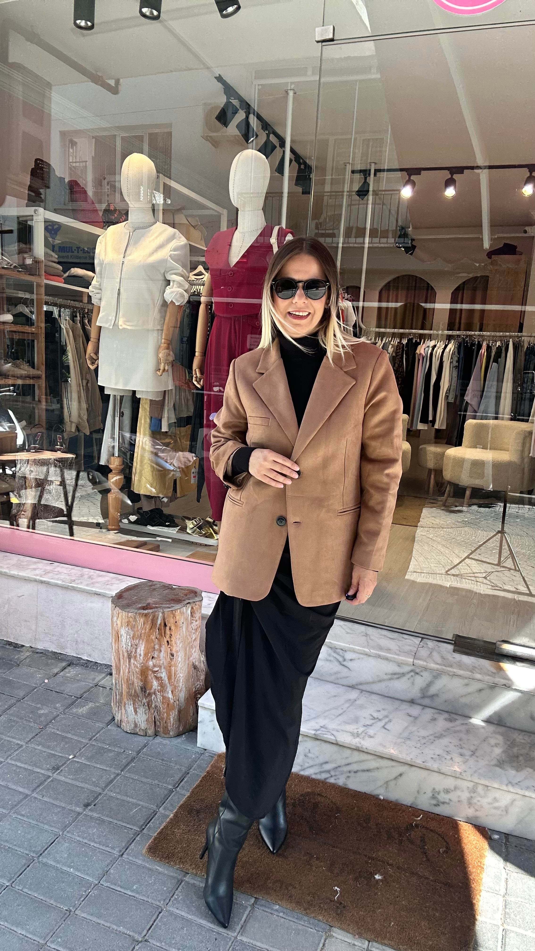 Taba Süet Blazer