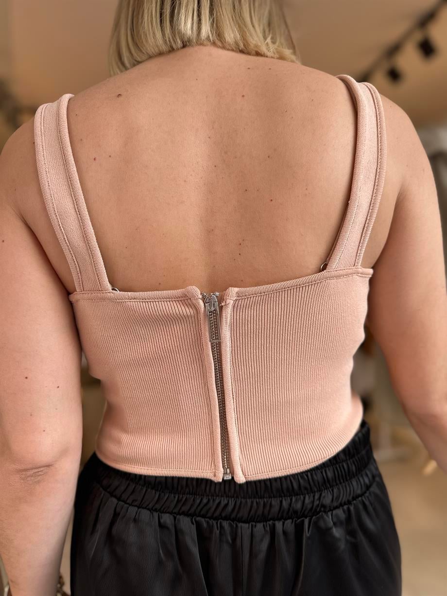 Ten Sırtı Fermuarlı Crop