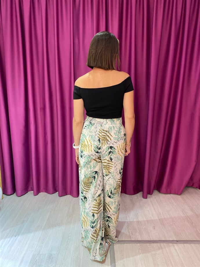 Yeşil Çiçek Desen Pantolon