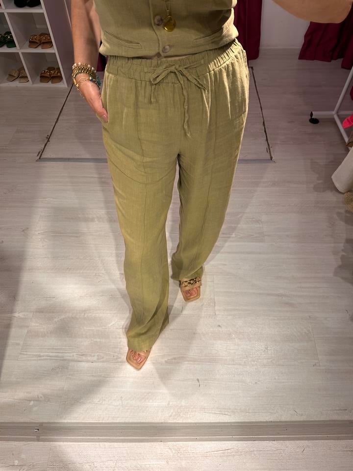 Yeşil Keten Pantolon