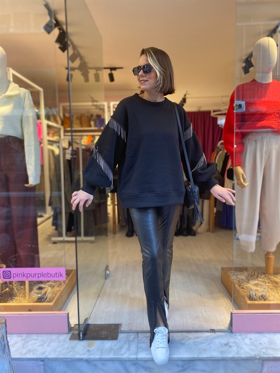 Zincirli Kol ve Sırt Detay Sweatshirt