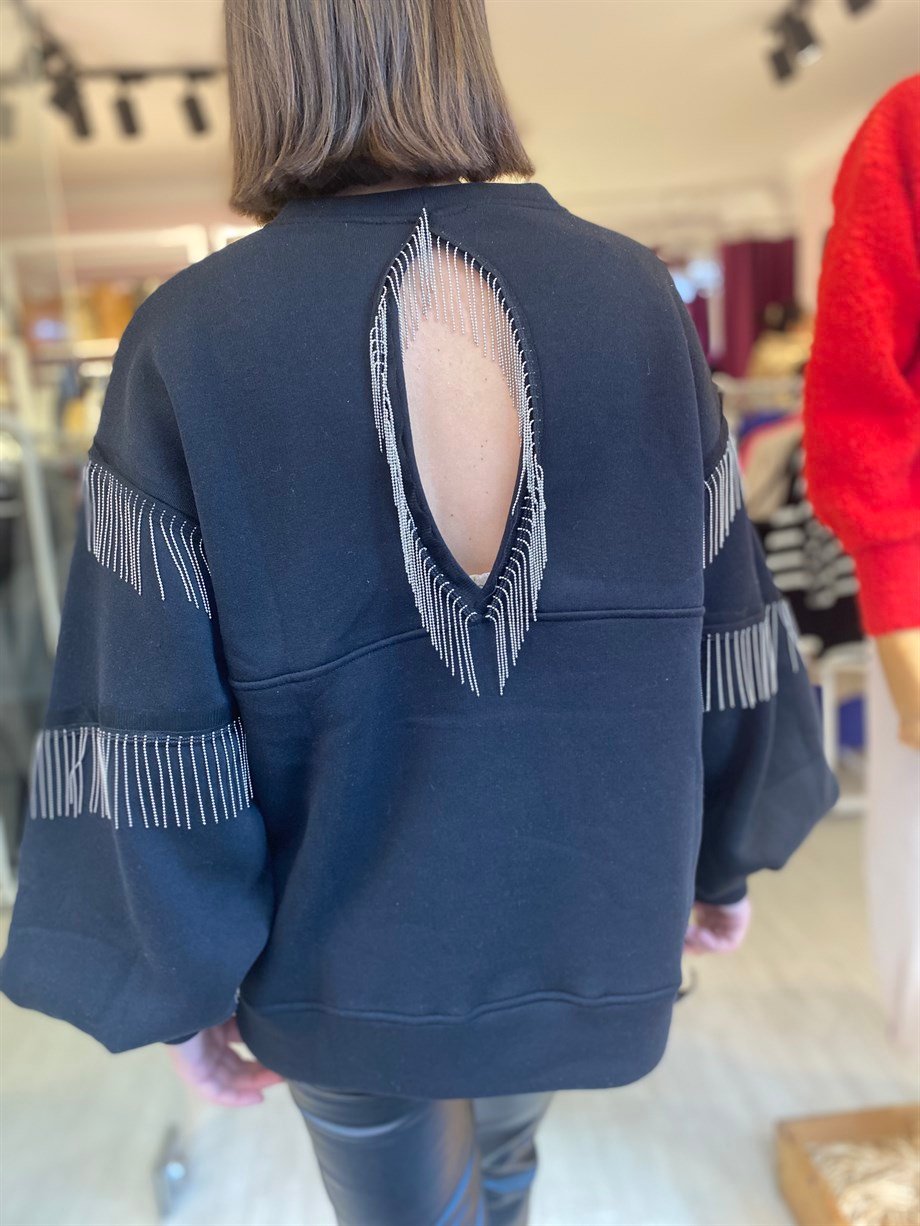 Zincirli Kol ve Sırt Detay Sweatshirt