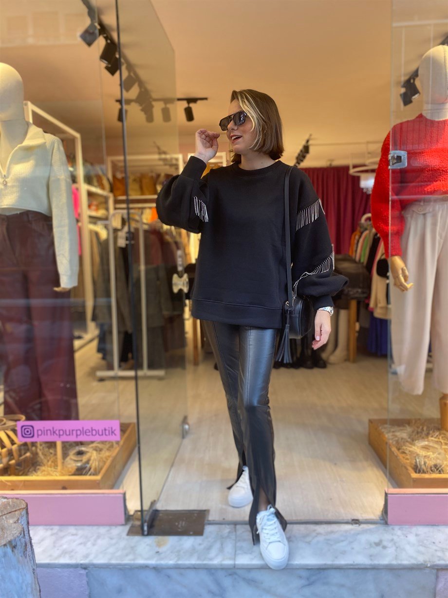 Zincirli Kol ve Sırt Detay Sweatshirt