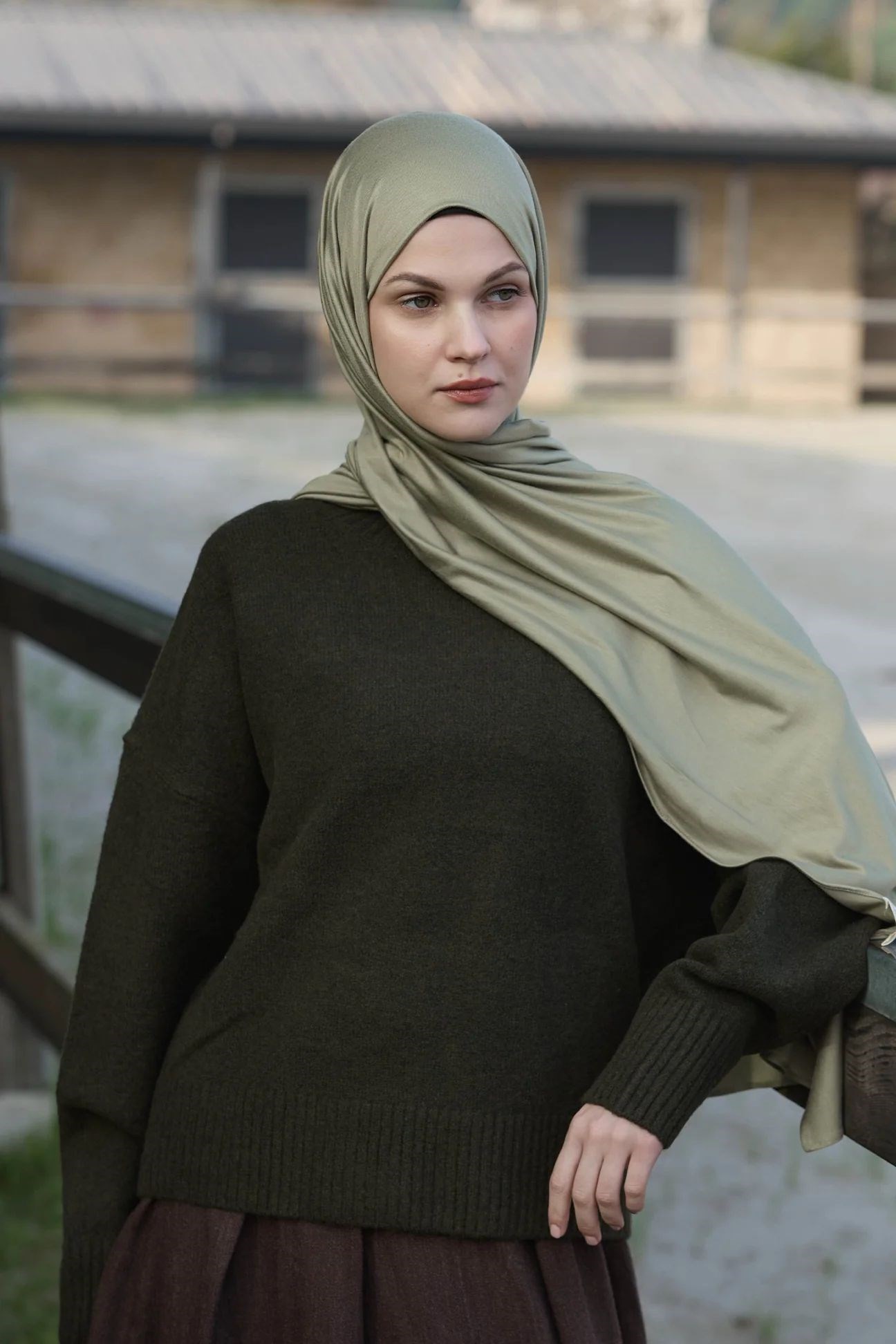 Bambu Penye Şal Pastel Yeşili