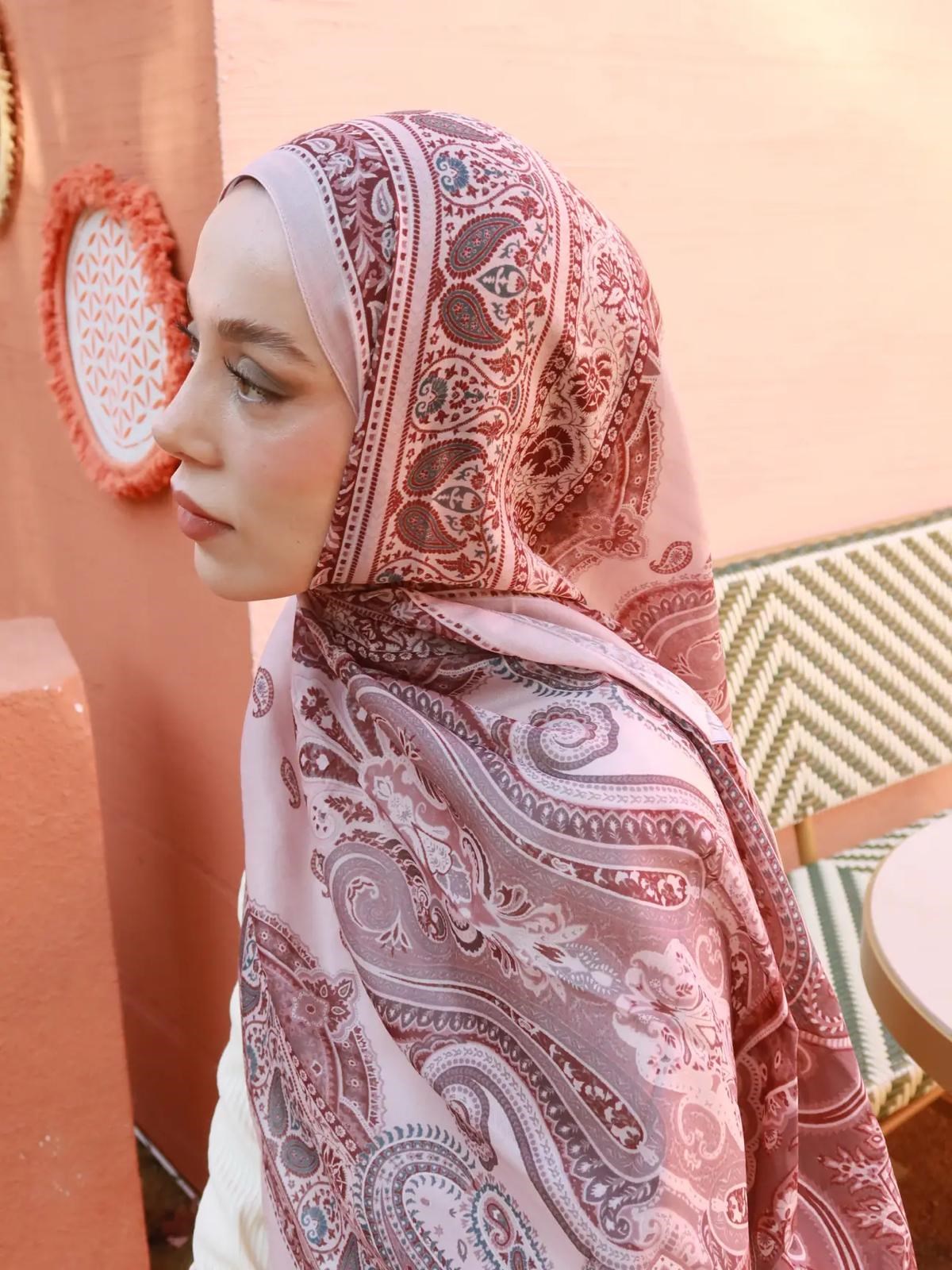 Madera Desen Pamuk Şal Pudra