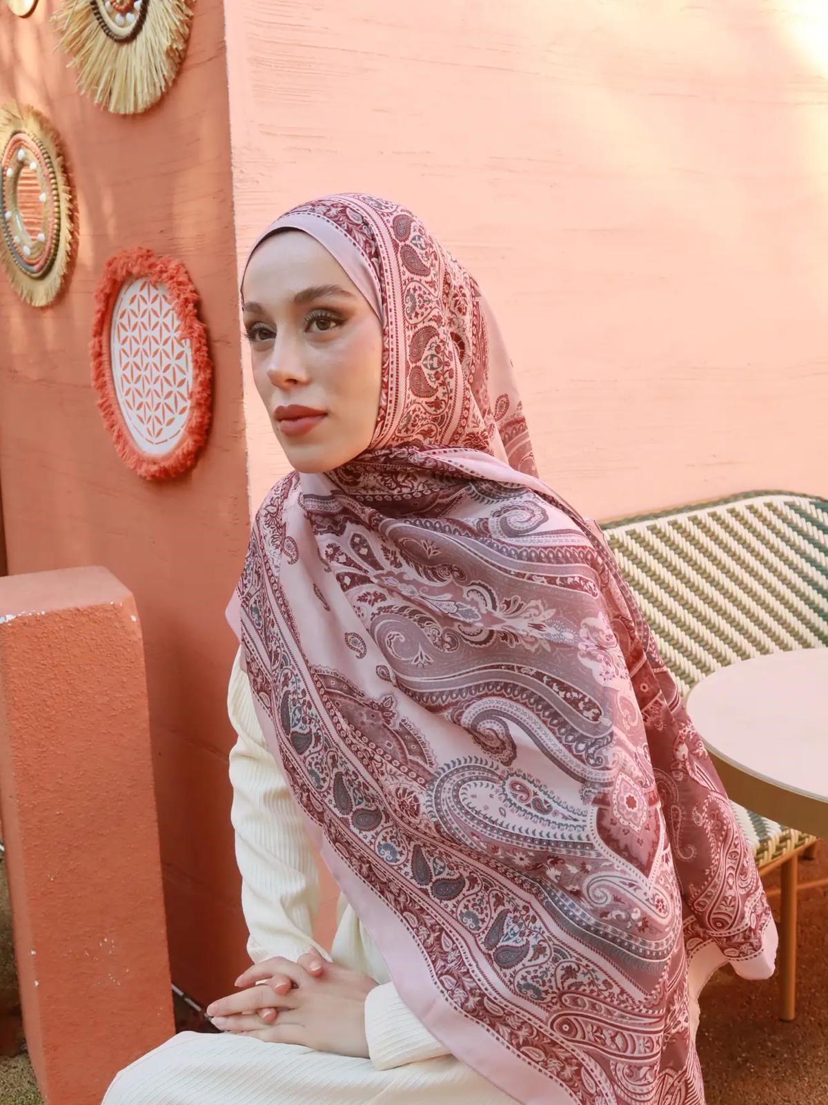 Madera Desen Pamuk Şal Pudra