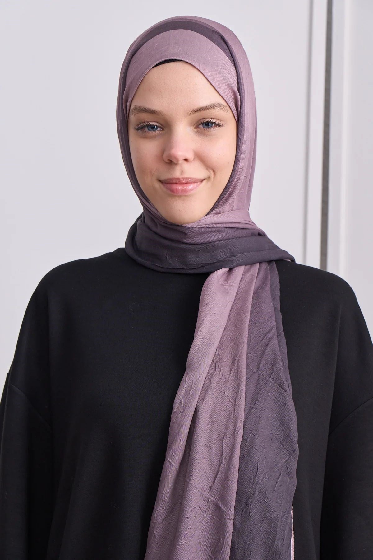 Plum Desen Bambu Şal Kemik Siyah