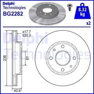 Delphi Bg2282 Ön Fren Disk 2 Ad R19-R21-Megan1-Kangoo-Clio 1-2