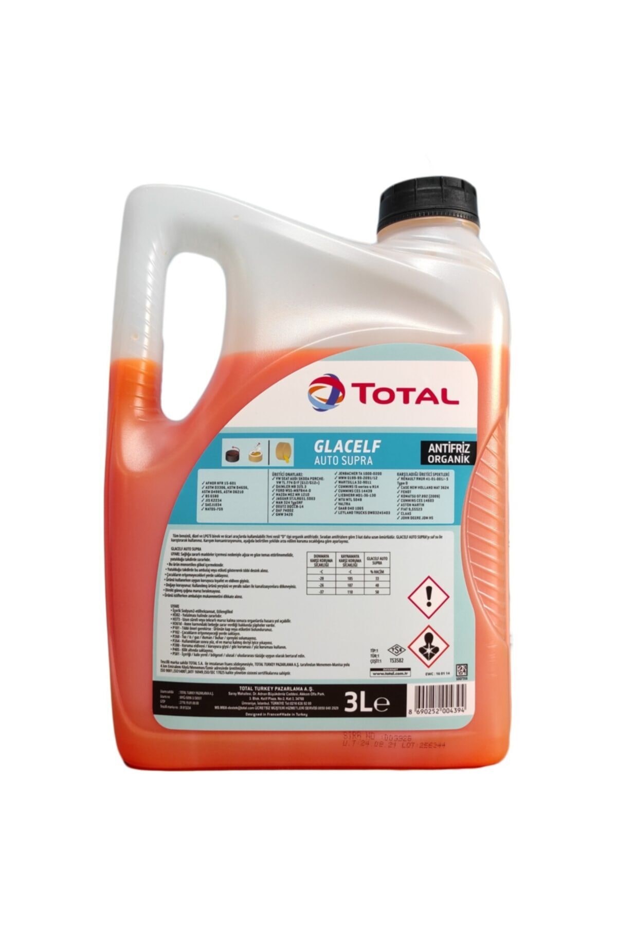 Glacelf Auto Supra Organik Antifriz 3 Lt ÜRETİMYILI2025