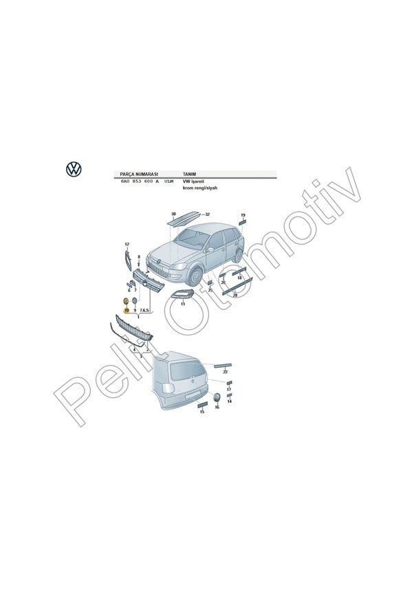 Volkswagen Polo Ön Panjur Arma 2010-2015 / 6r0853600a 1.sınıf Kaliteli Ürün