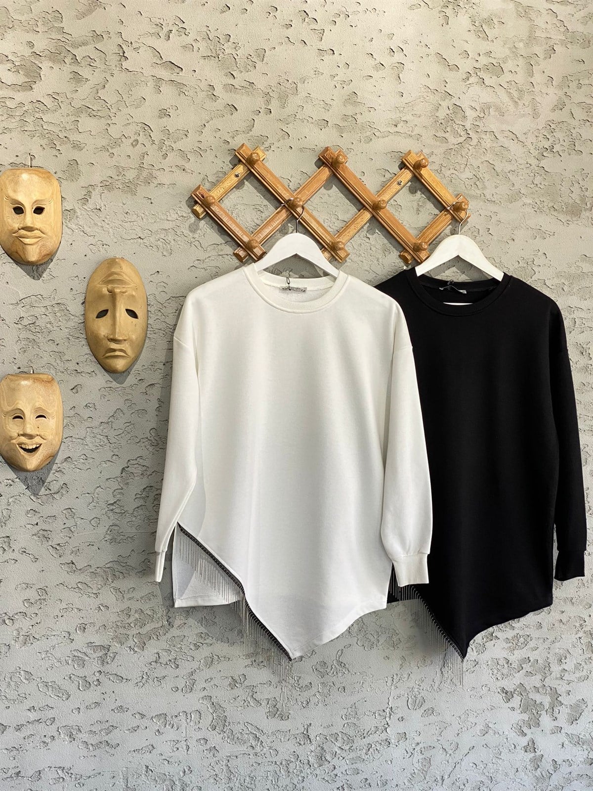 	Ucu Zincir Detaylı Tunik Sweat (Ekru)