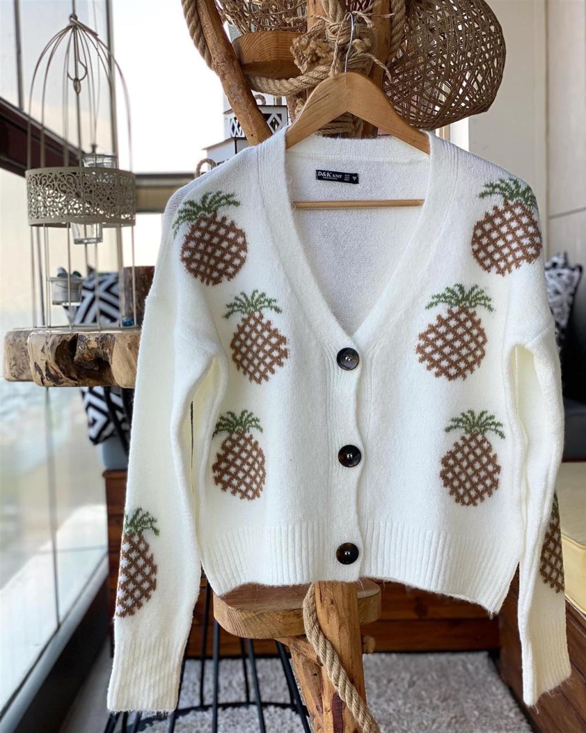 Ananas Desenli Yumoş Hırka