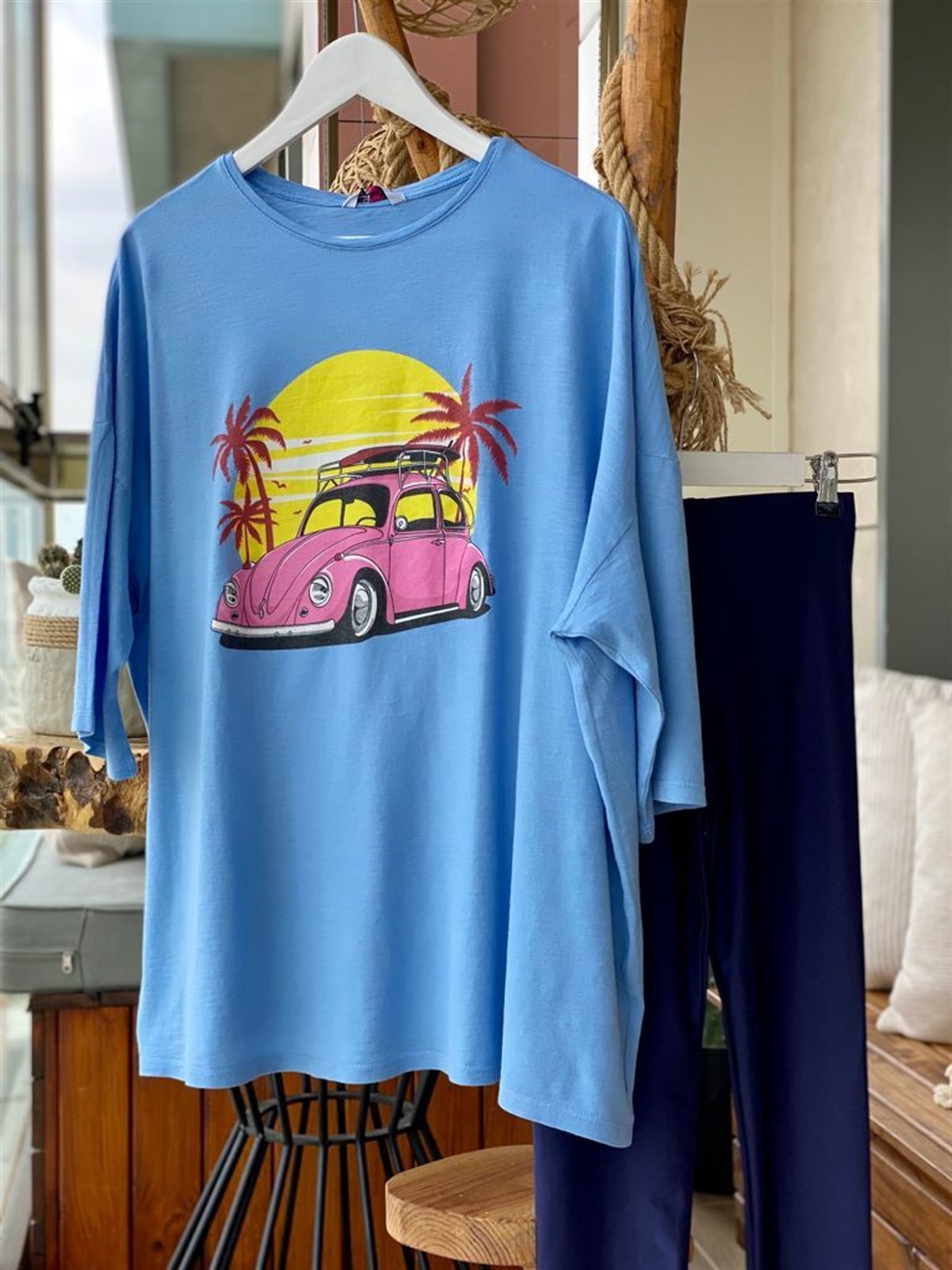 Araba Baskılı Tshirt (Mavi)