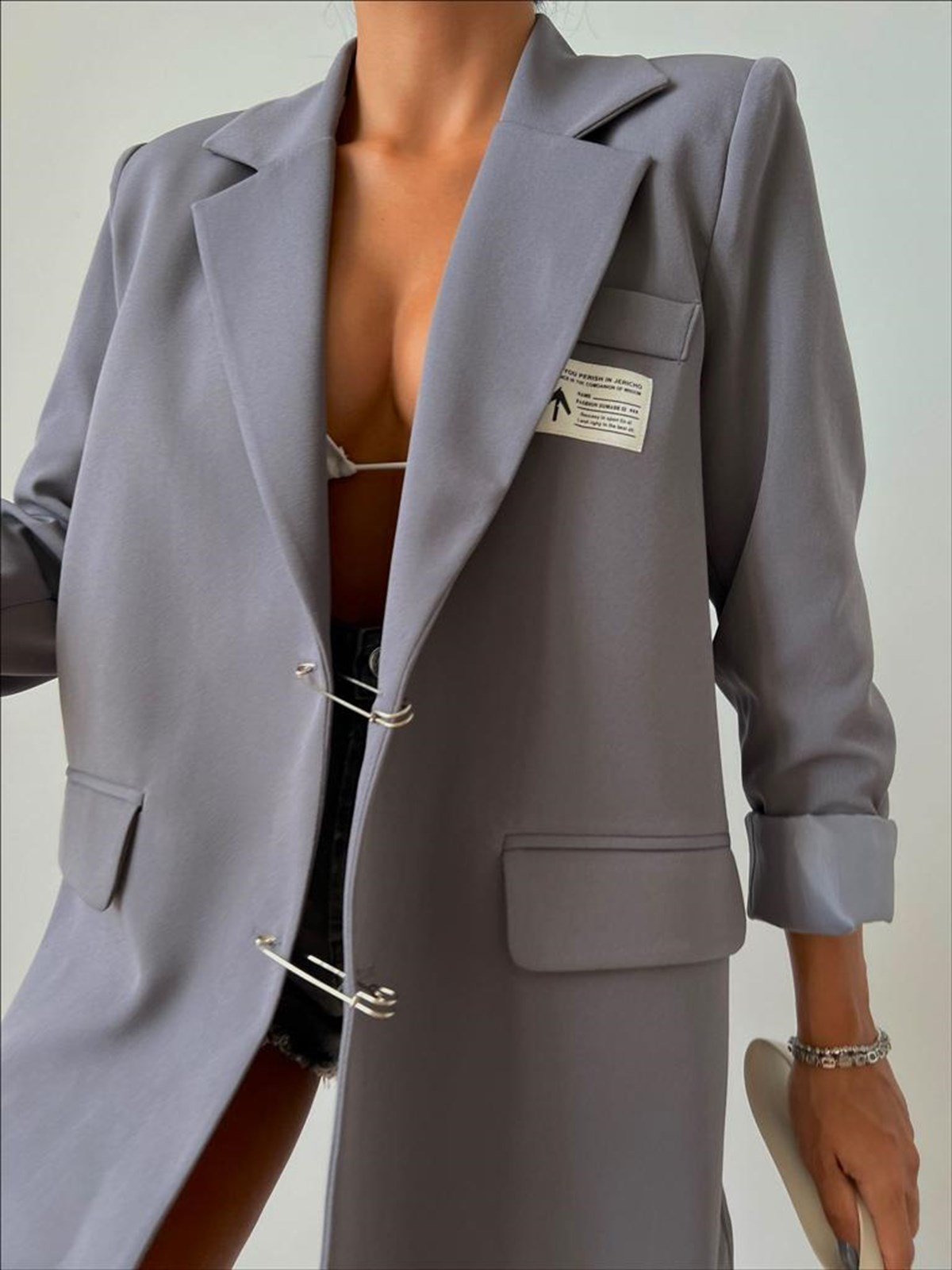 Arma Detaylı Tasarım Blazer Ceket (Antrasit)