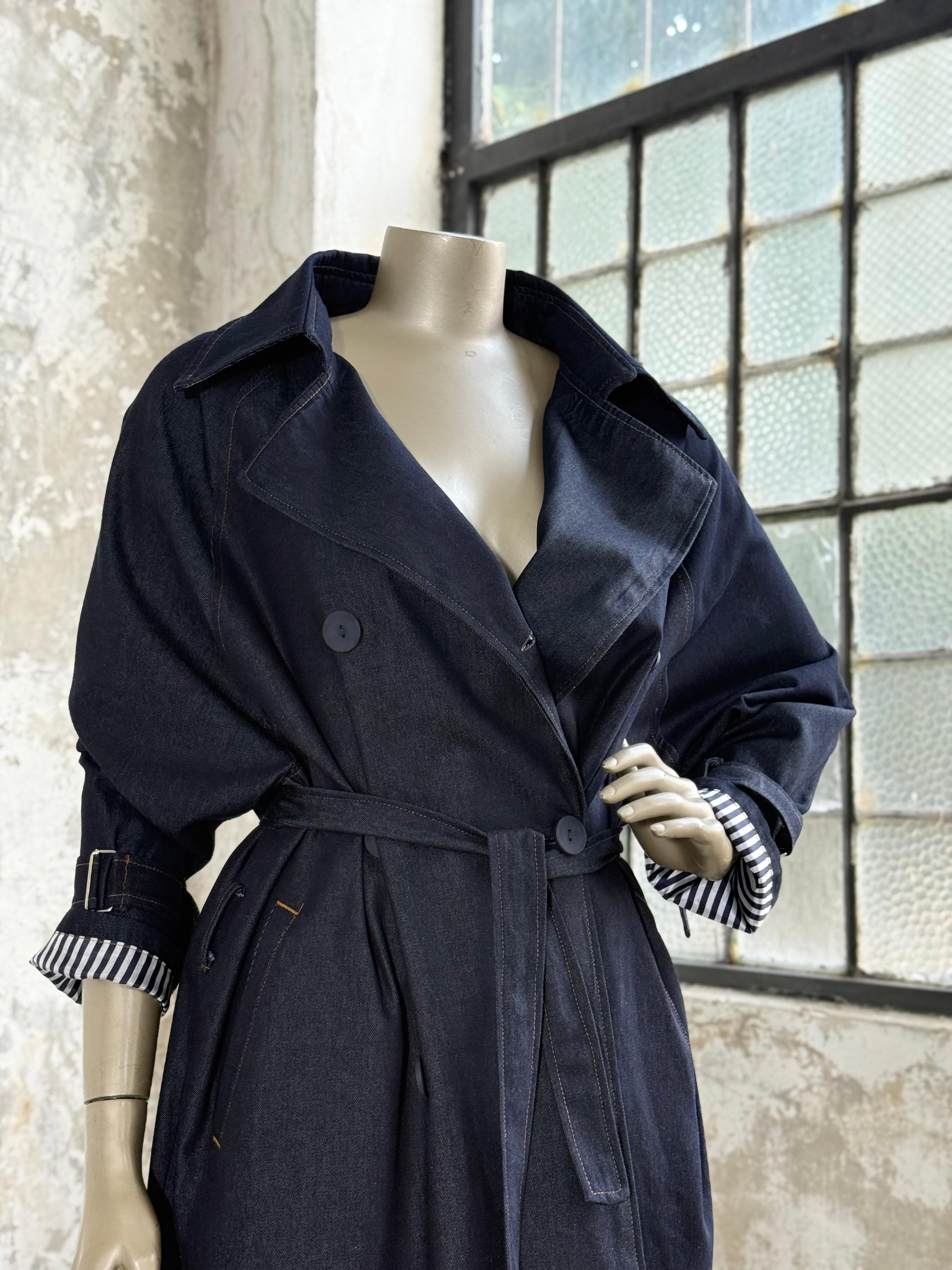 Astar Detaylı Denim Trençkot (Lacivert)