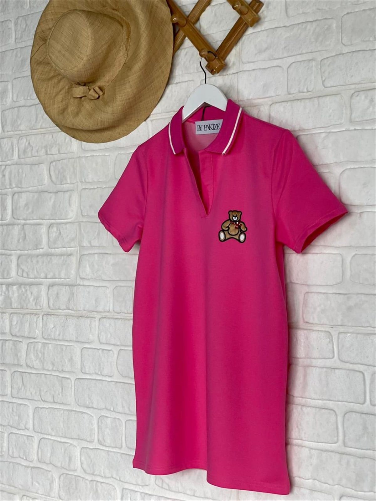 Ayıcık Desenli Elbise (Pembe)