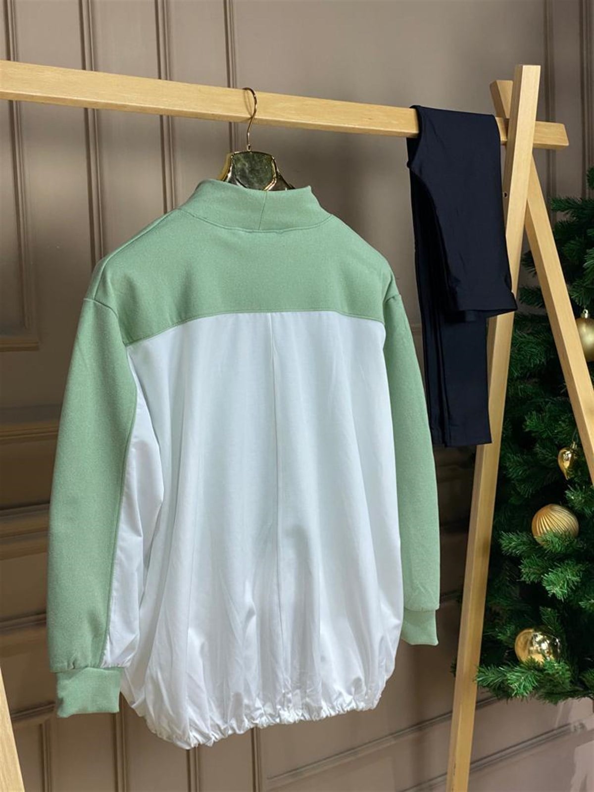 Balıkçı Yaka Polarlı Sweat (Yeşil)