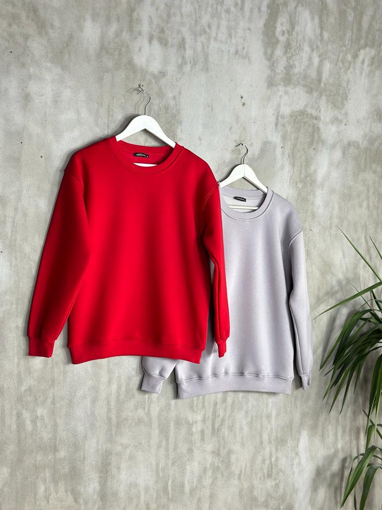 Basic Model Şardonlu Sweat (Gri)