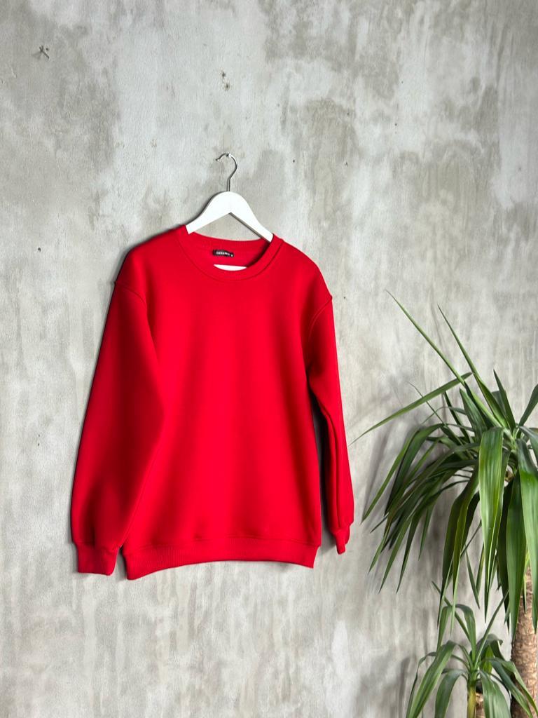 Basic Model Şardonlu Sweat (Kırmızı)