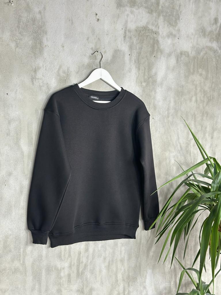 Basic Model Şardonlu Sweat (Siyah)