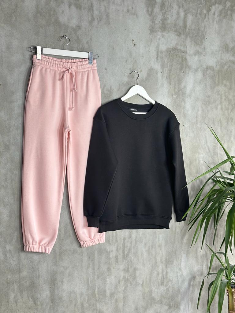 Basic Model Şardonlu Sweat (Siyah)
