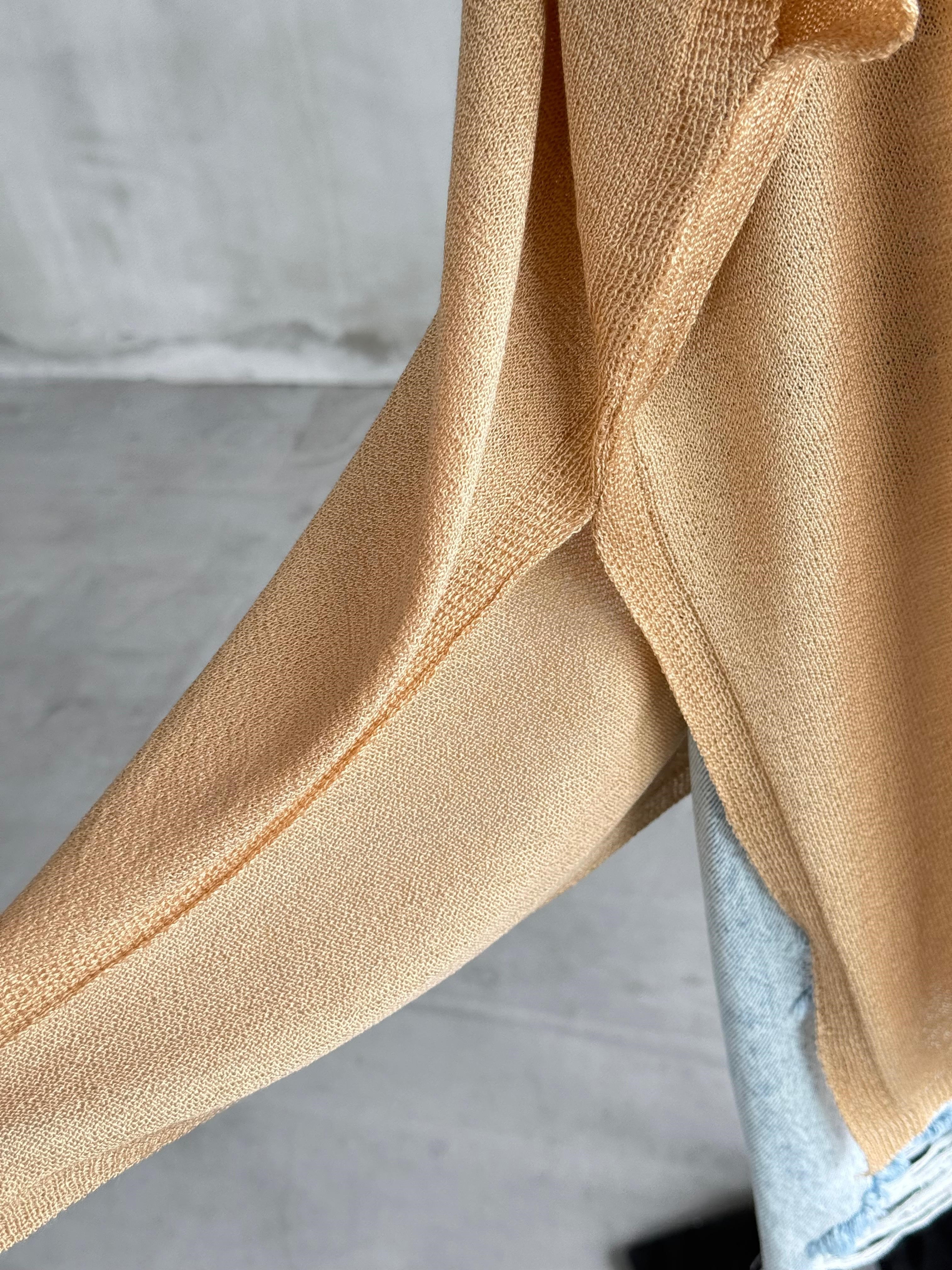 Basic Oversize Merserize Yan Yırtmaç Triko (Camel)