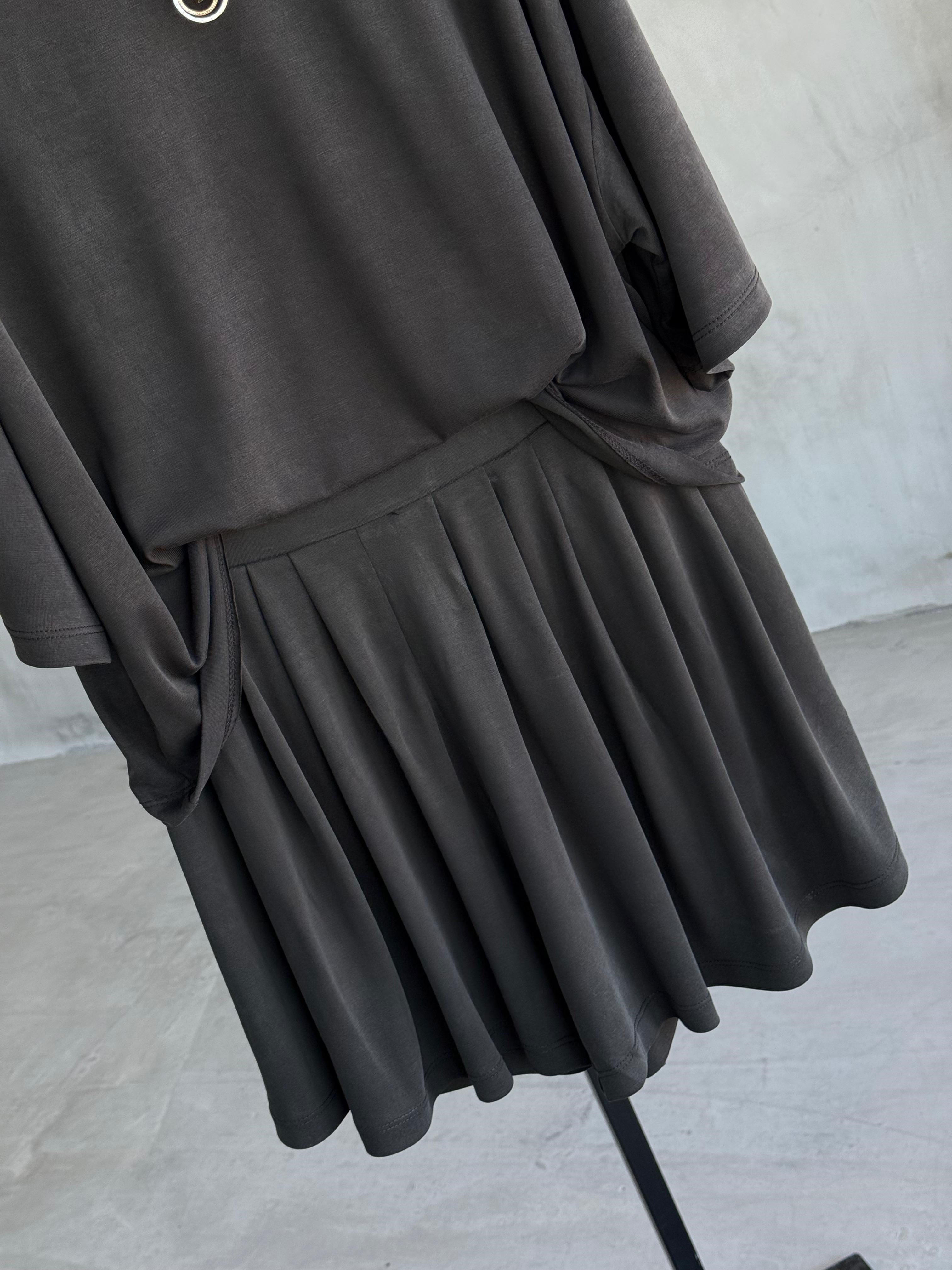 Basic Pile Detaylı Şortlu Takım (Siyah)