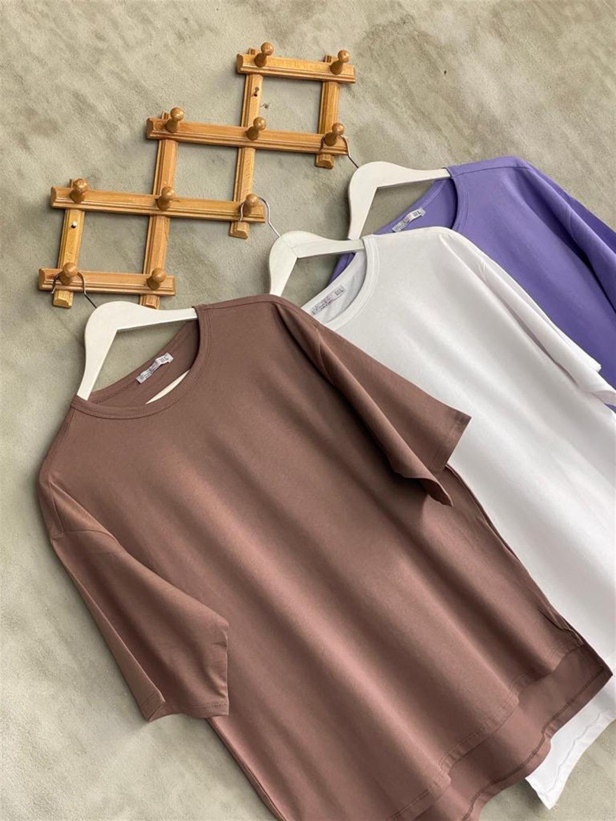 Basic Tunik Tişört (Beyaz/Kahve/Mor)