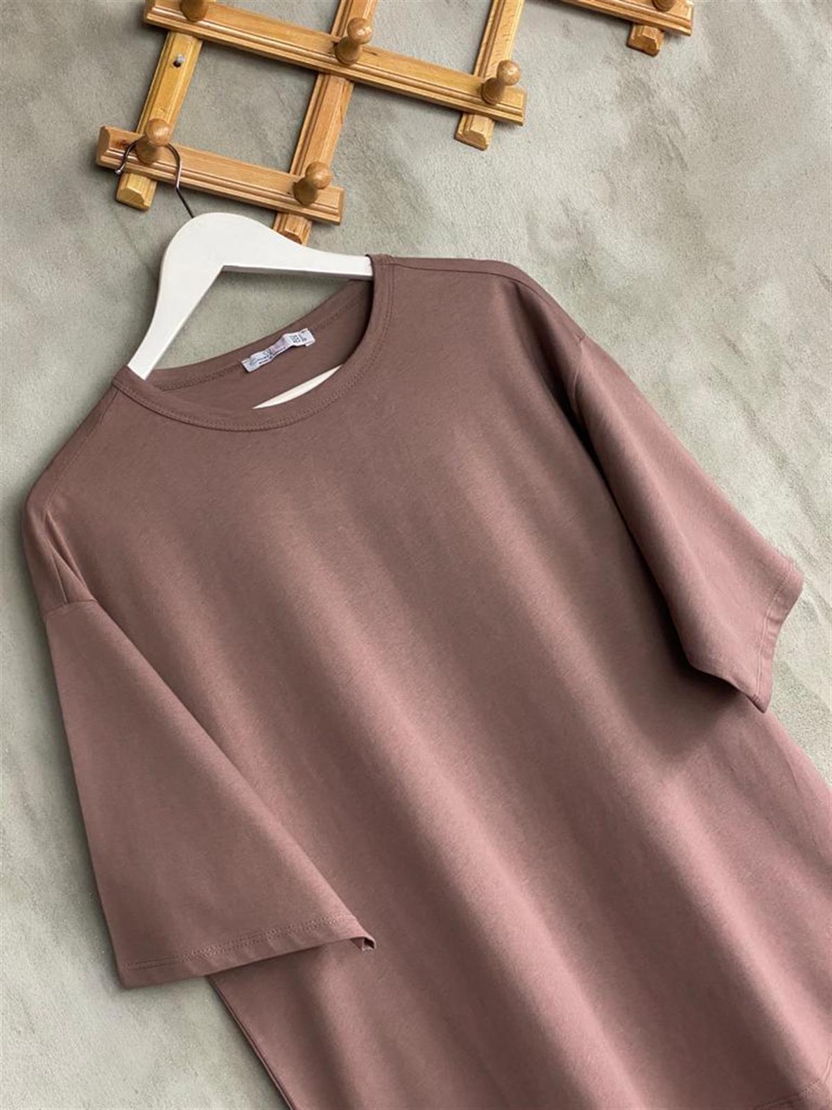 Basic Tunik Tişört (Beyaz/Kahve/Mor)