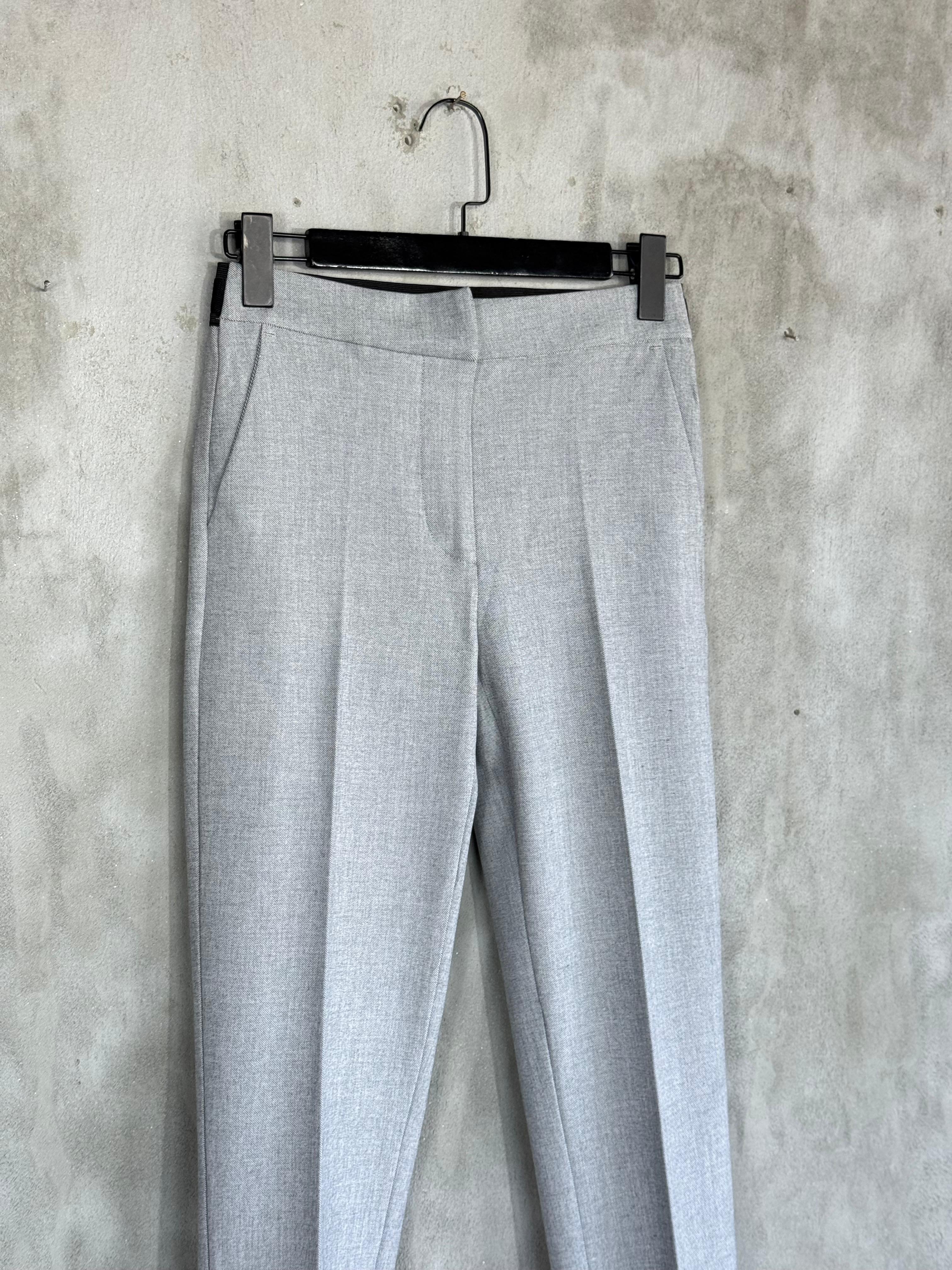 Bel Lastik Detaylı Kumaş Pantolon (Gri)