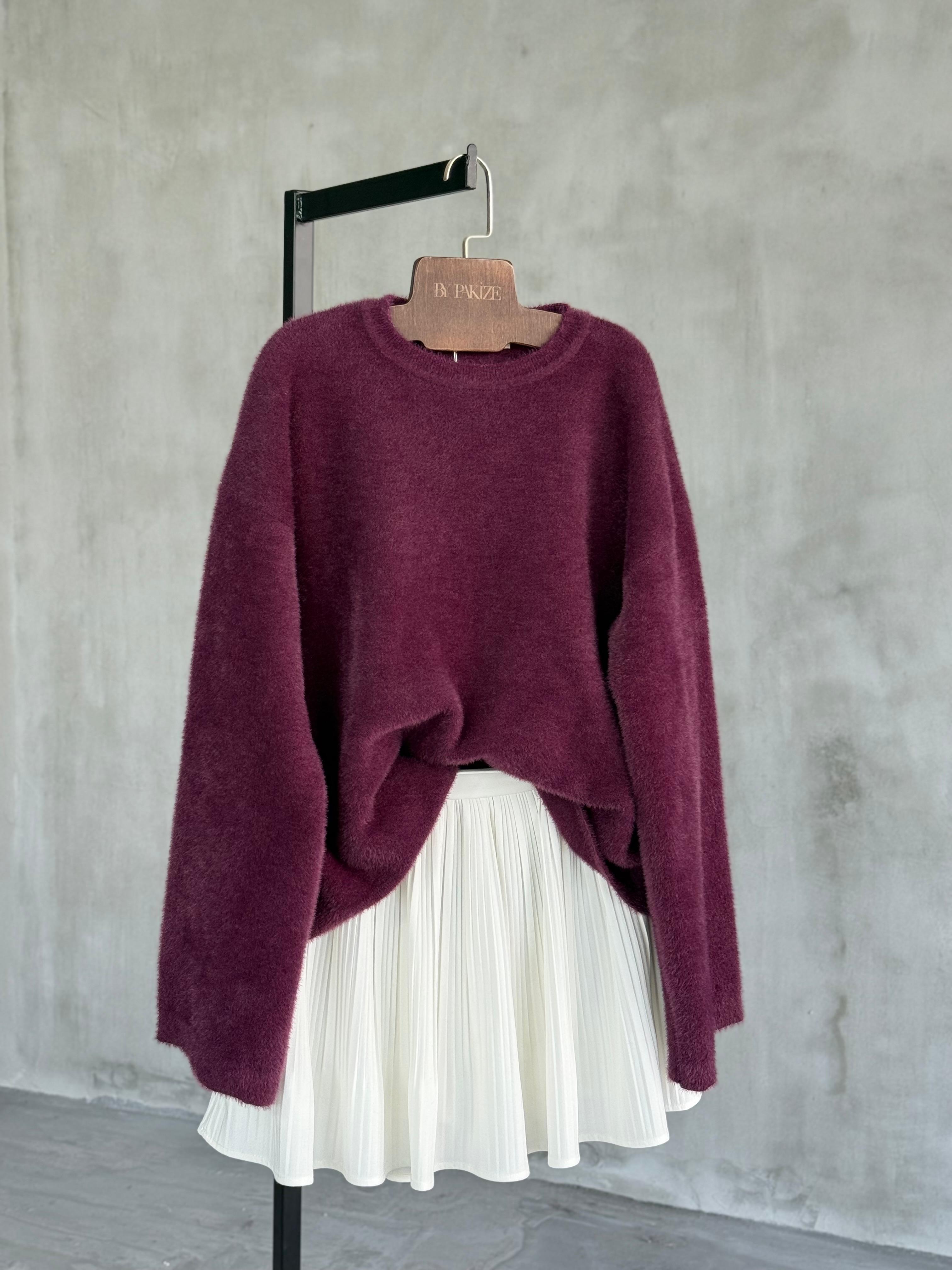 Bisiklet Yaka Angora Kazak (Mürdüm)