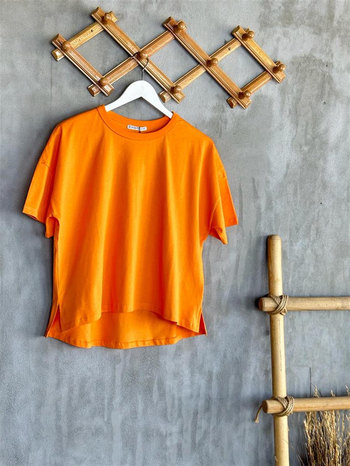 Bisiklet Yaka Oversize Tişört (Oranj)