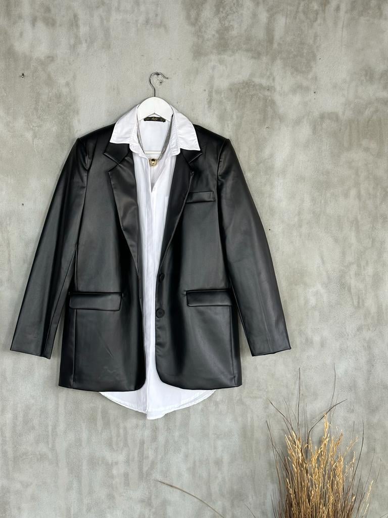 Blazer Deri Ceket (Siyah)