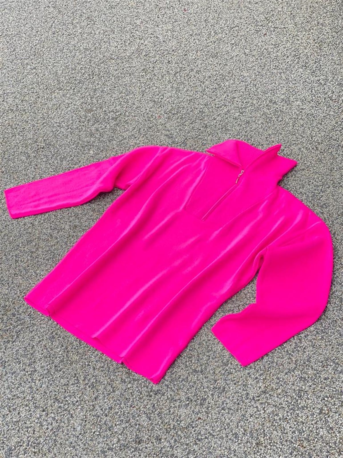 Boğazdan Fermuarlı Çelik Örgülü Oversize Kazak (Pembe)