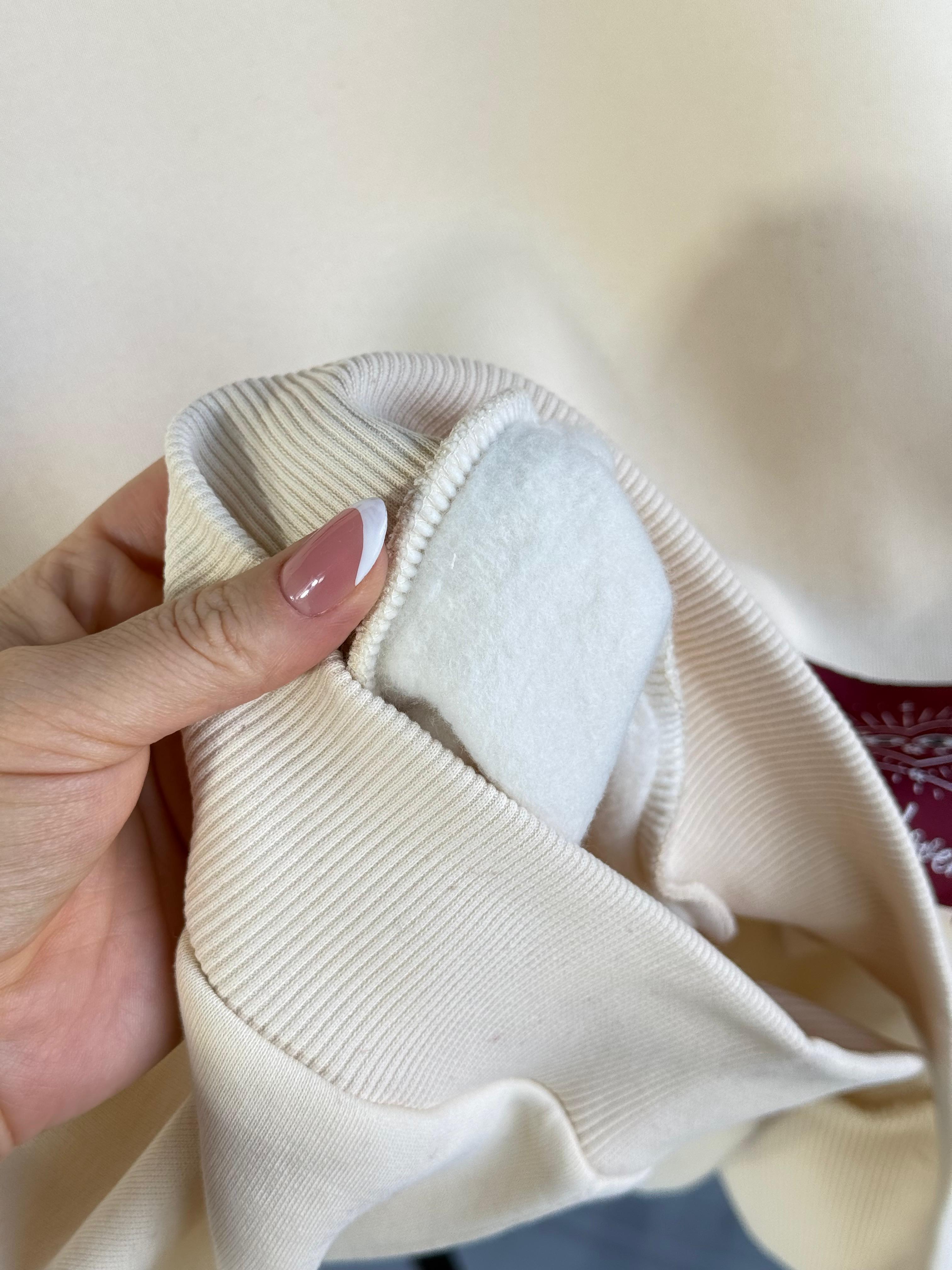 Boncuk Nakışlı Oversize Sweatshirt (Bej)