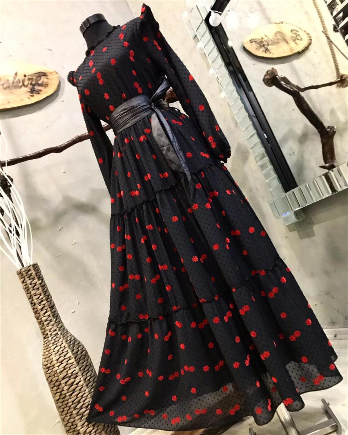 Çiçek Desenli Maxi Boy Elbise