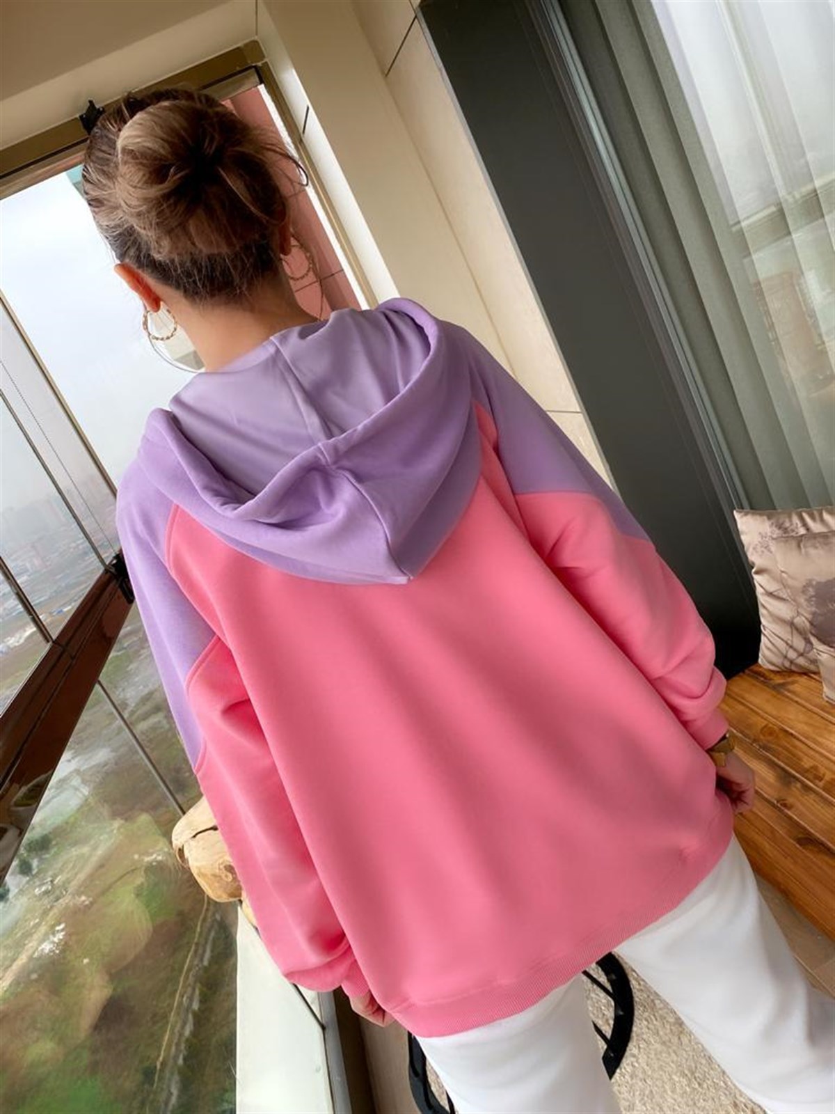 Çift Renkli Fermuar Detaylı Sweatshirt
