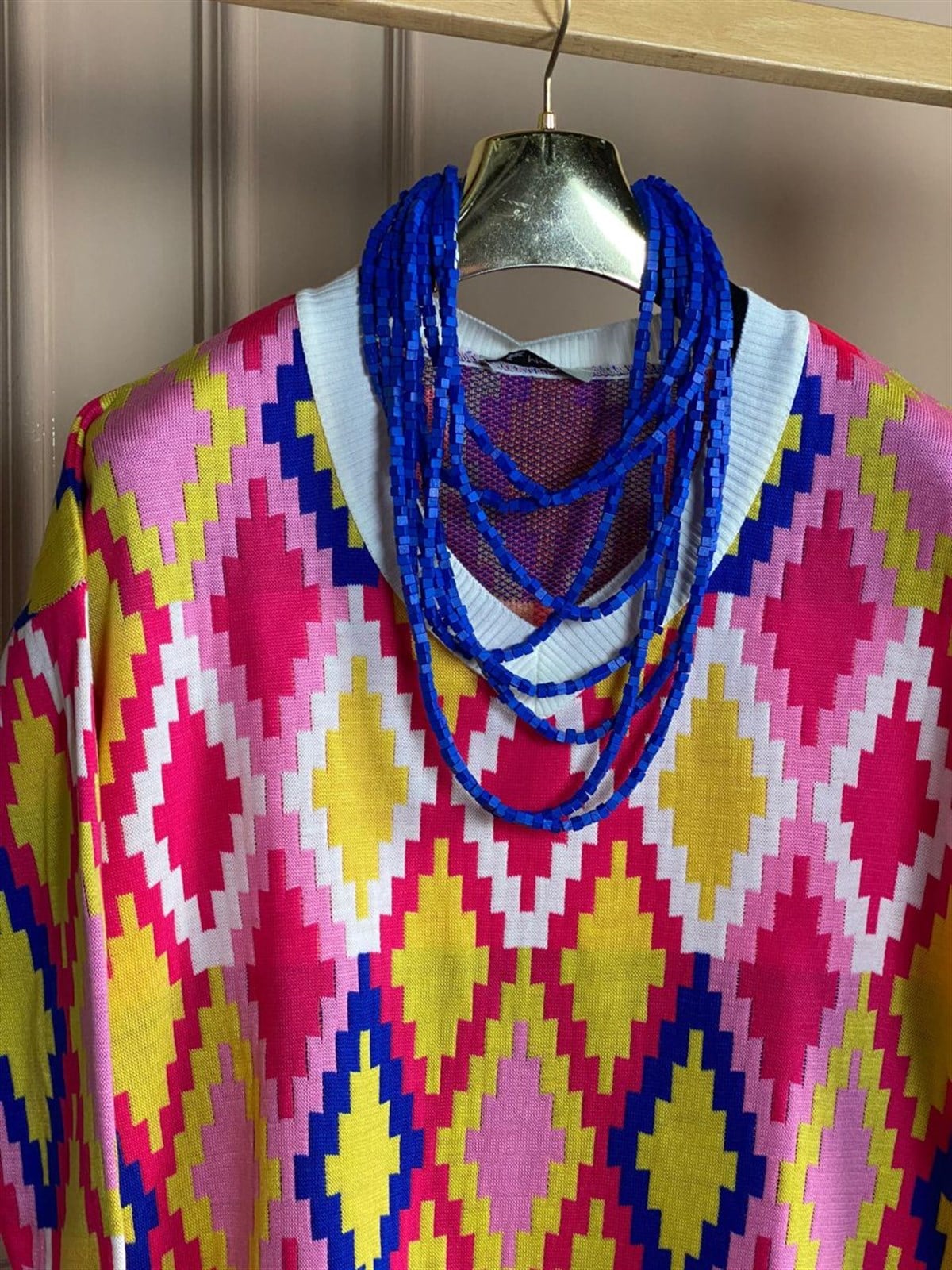 Çini Desen Tasarım Kazak (Pembe)