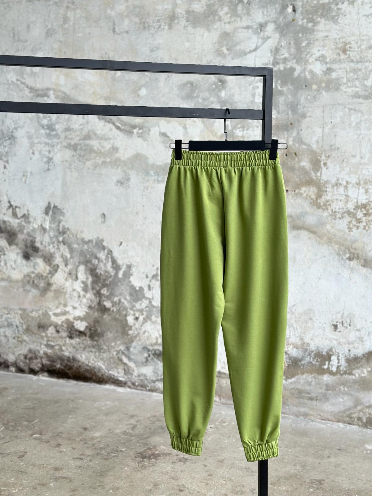 Çıtçıt Detaylı Paça Lastikli Pantolon (Yağ Yeşili)