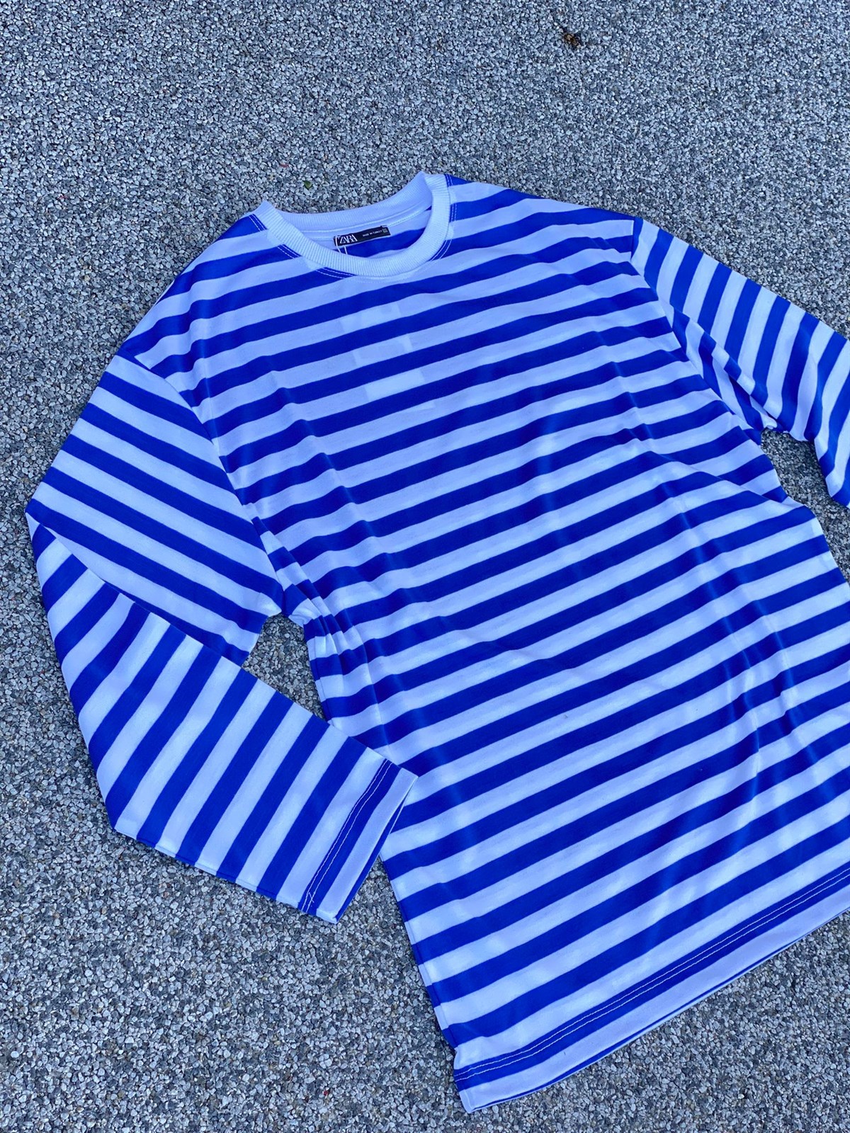 Çizgili Oversize Sweat (Mavi/Yeşil)
