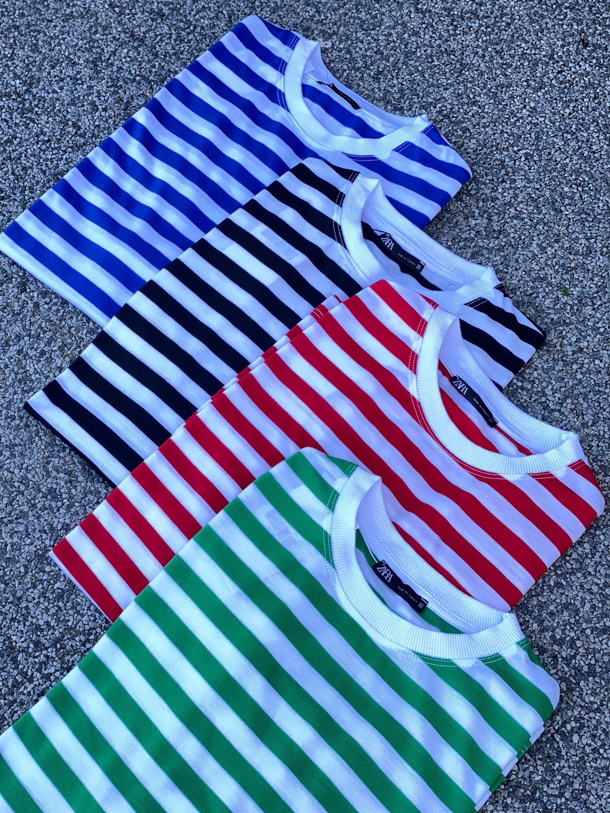 Çizgili Oversize Sweat (Mavi/Yeşil)