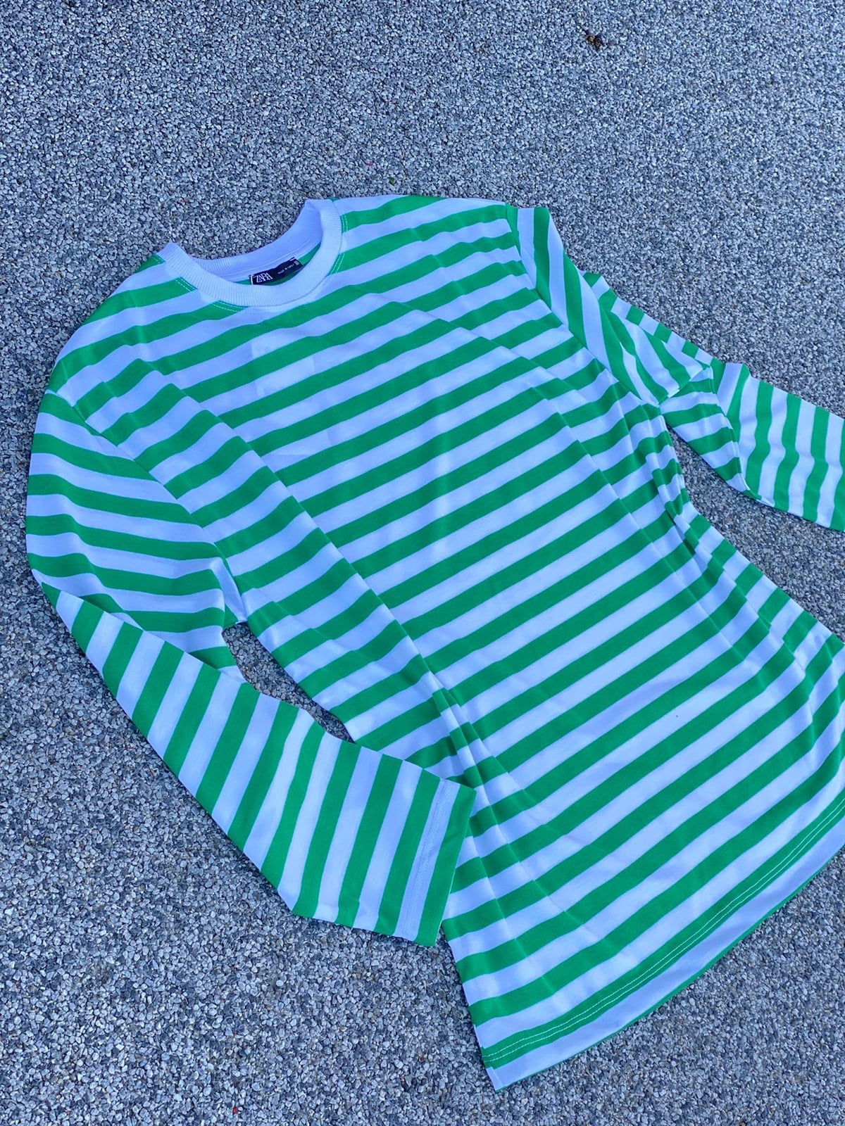 Çizgili Oversize Sweat (Mavi/Yeşil)