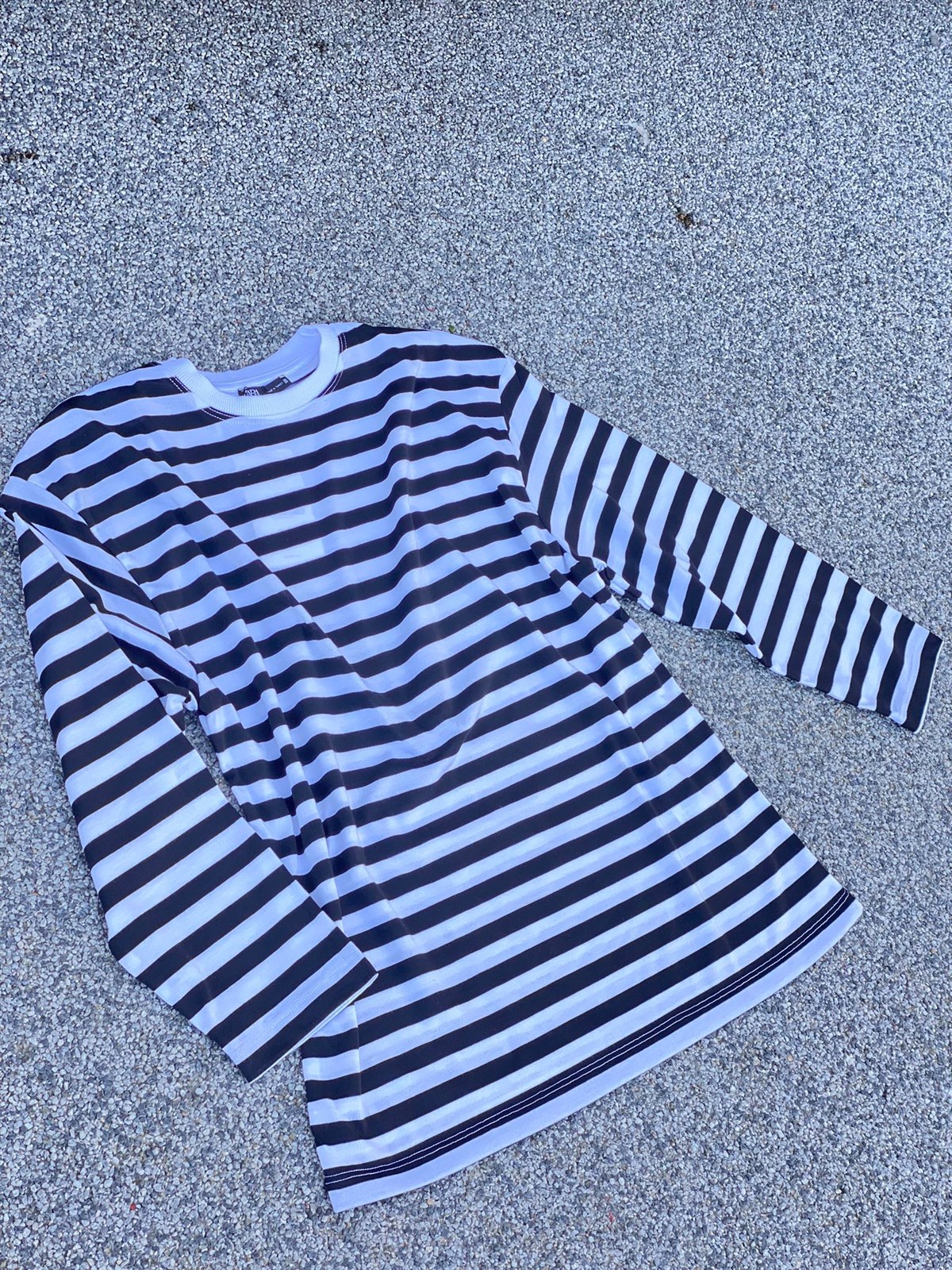 Çizgili Oversize Sweat (Siyah/Kırmızı)