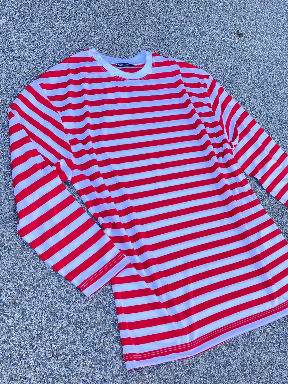 Çizgili Oversize Sweat (Siyah/Kırmızı)