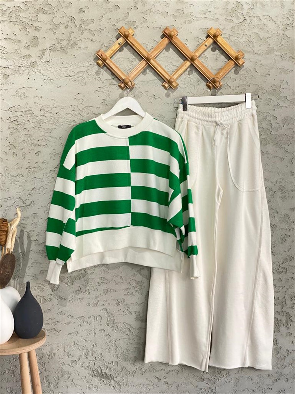 Çizgili Sweat (Yeşil)