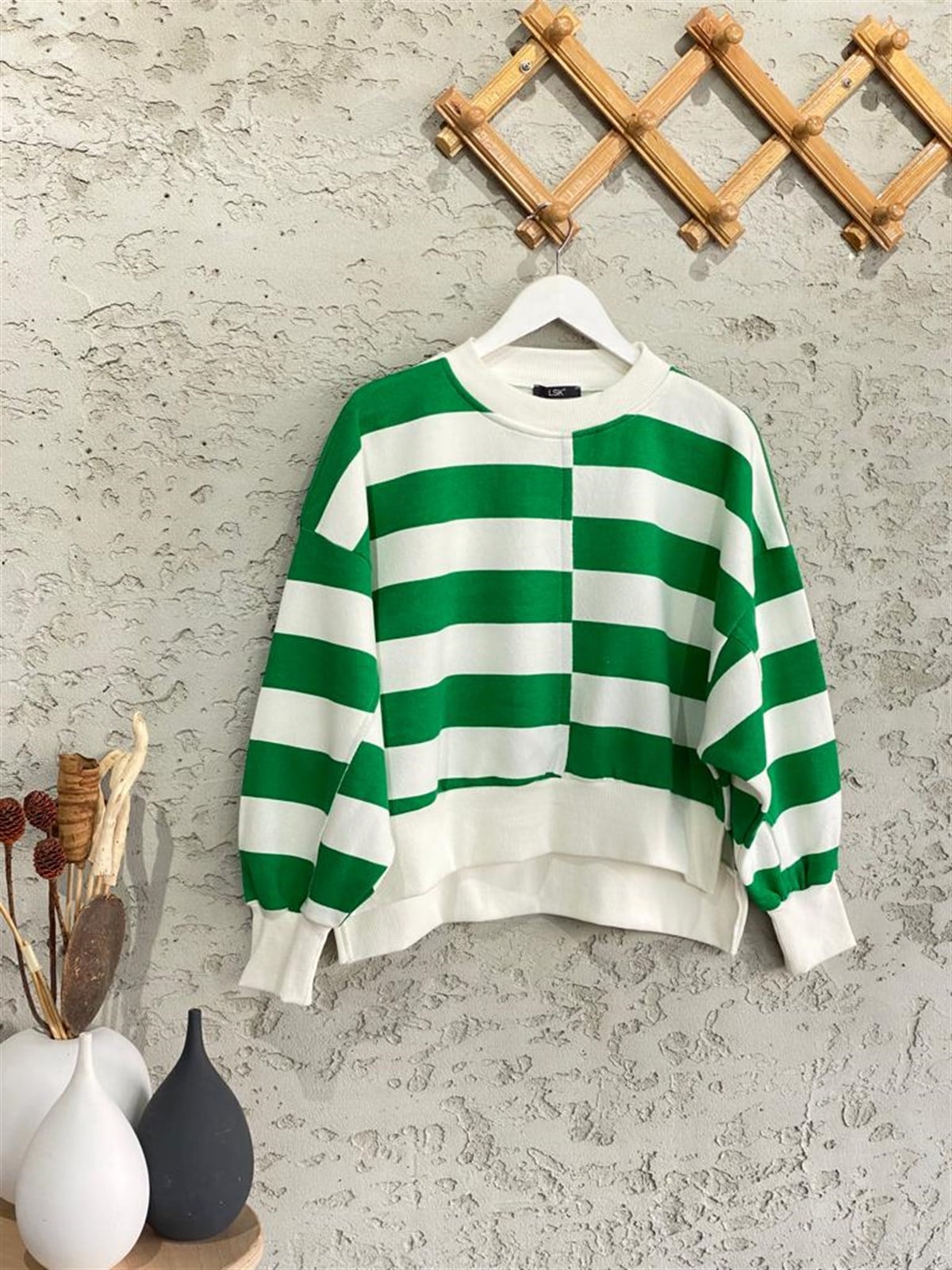 Çizgili Sweat (Yeşil)