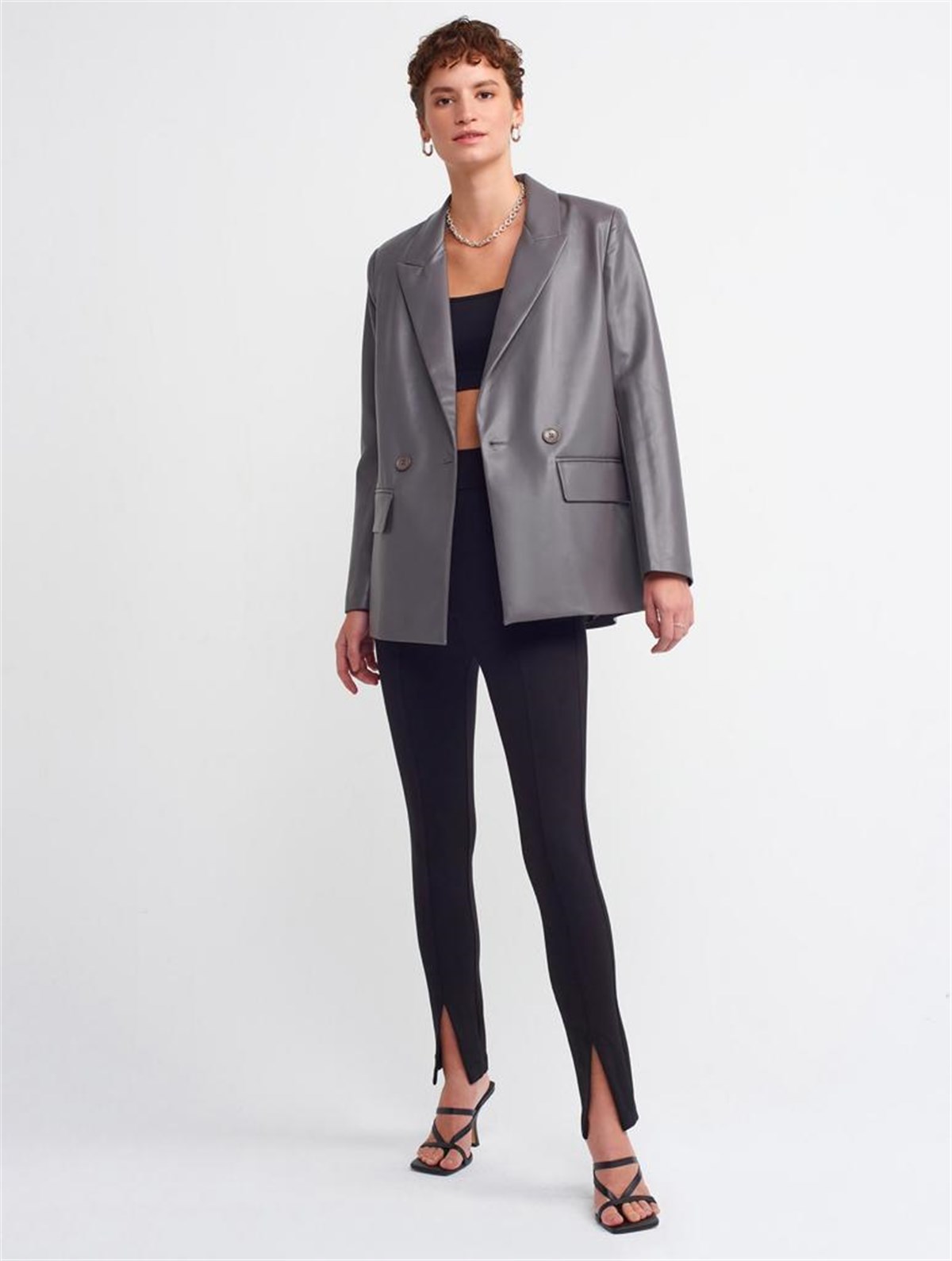 Deri Blazer Ceket (Antrasit)
