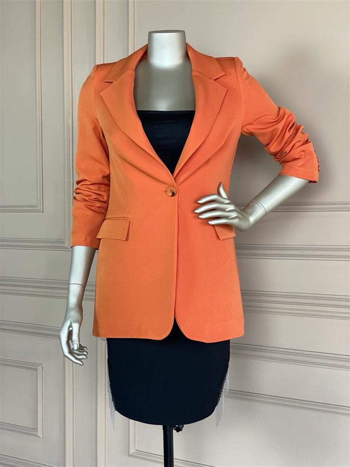 Düğme Detaylı Blazer Ceket (Kiremit)