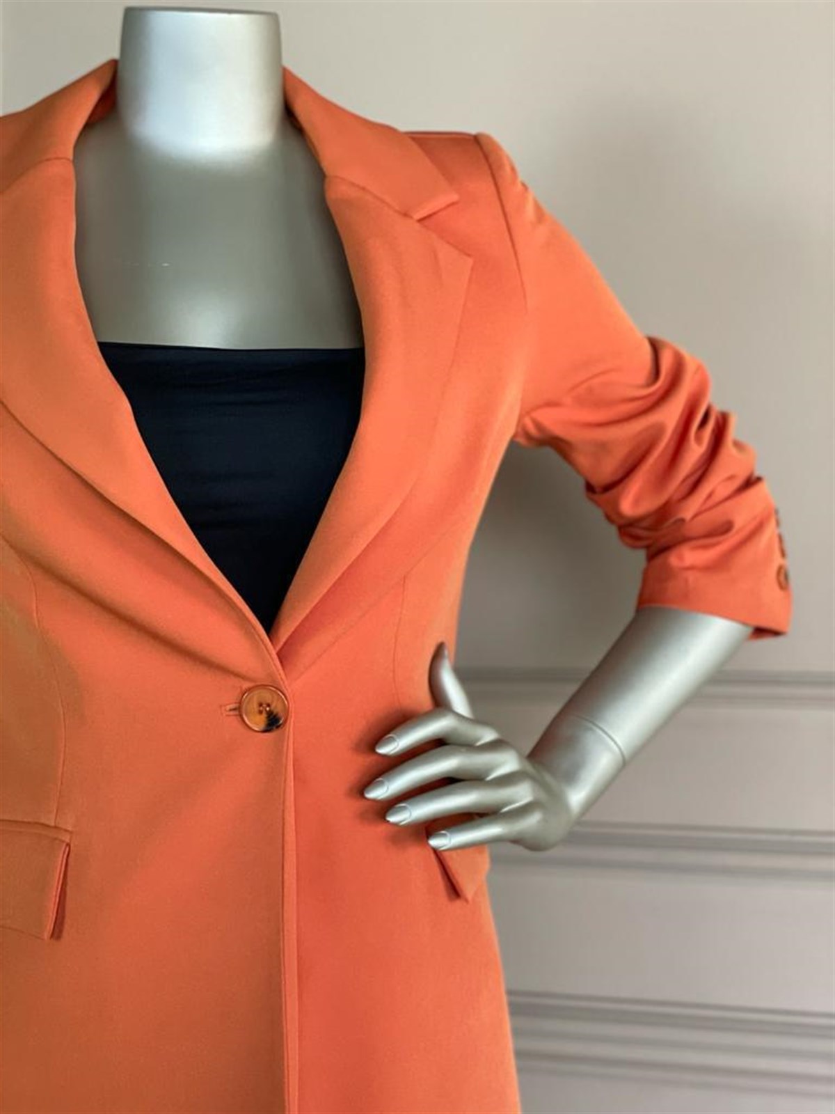 Düğme Detaylı Blazer Ceket (Kiremit)